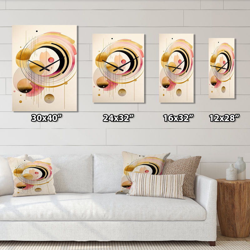 Horloge murale moderne abstrait coloré II, H 32 po x l 24 po x P 1 po