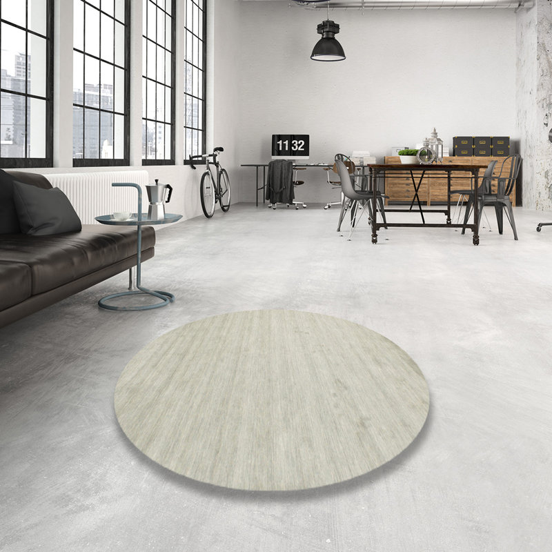 Tapis contemporain blanc cassé, Rond 5 pi