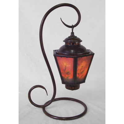 Reverse Painted Floral Coach 17" Arched Table Lamp