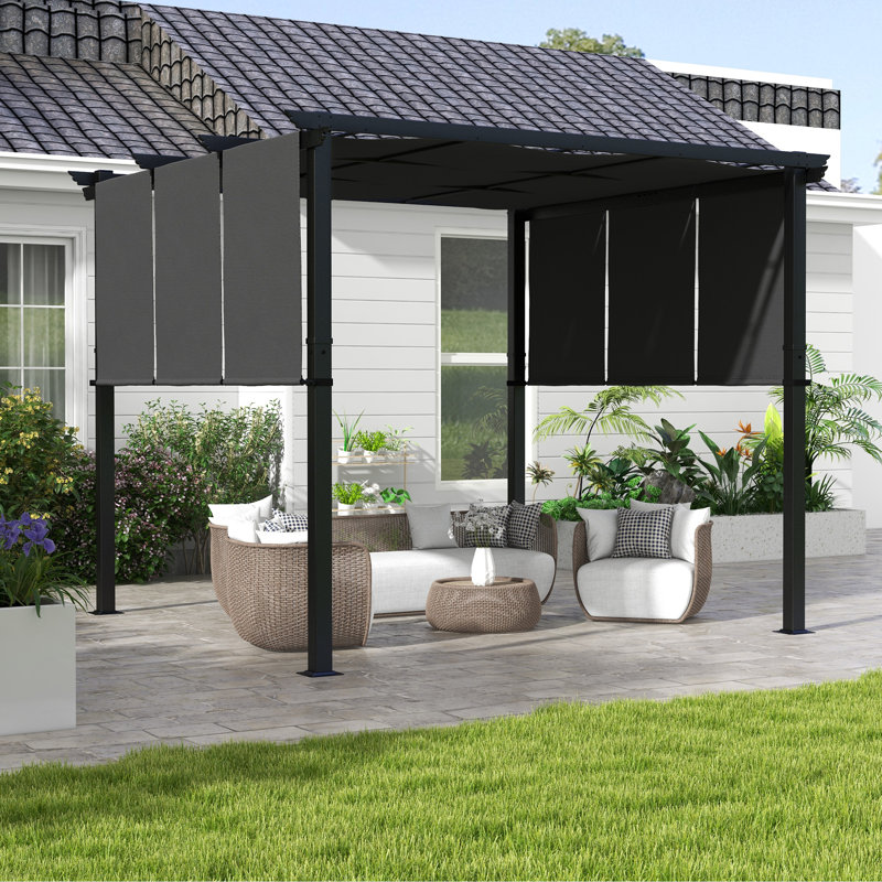 Pergola en métal 10 'x 10' avec auvent rétractable pour patio, terrasse