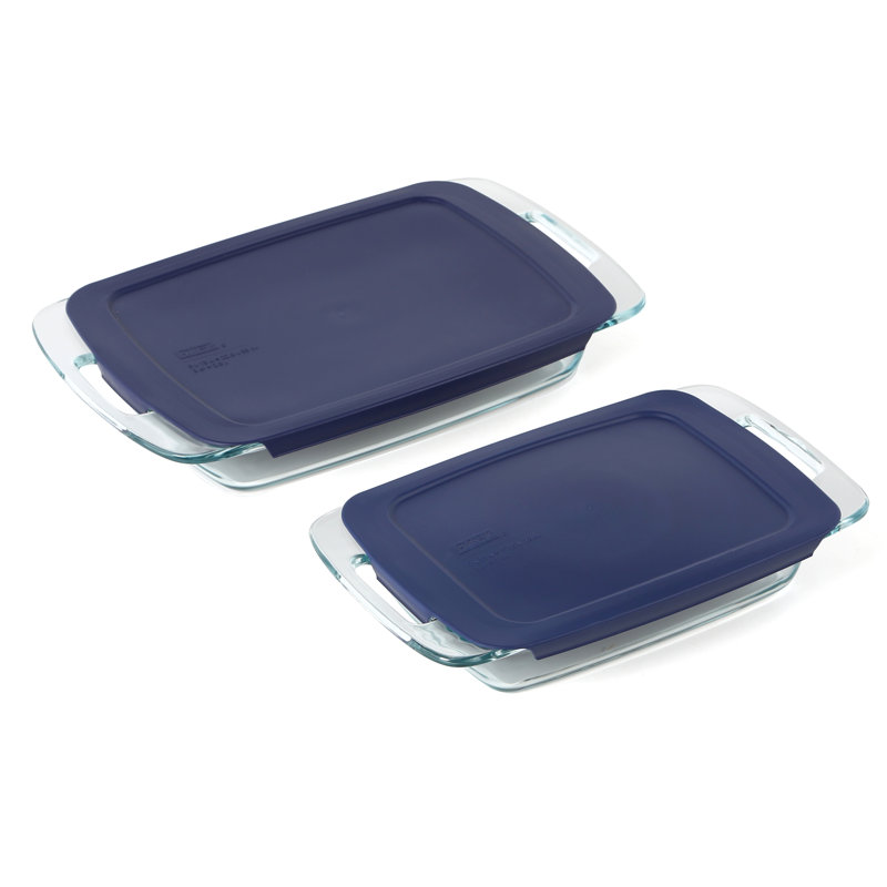 Ensemble de plats de cuisson en verre 2 pièces Pyrex Easy Grab, Rouge, Ensemble 2 pièces (1 petit plat, 1 grand plat)