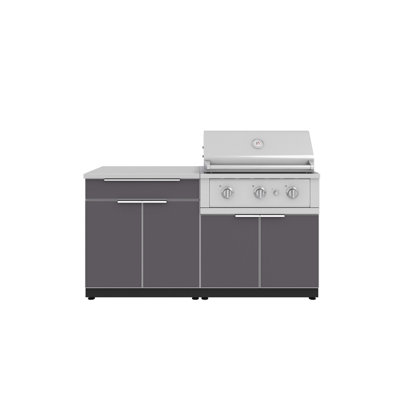 Ensemble d'armoires d'extérieur en aluminium 4 pièces avec barbecue performance 33 po - propane liquide et comptoir en acier inoxydable 32 po