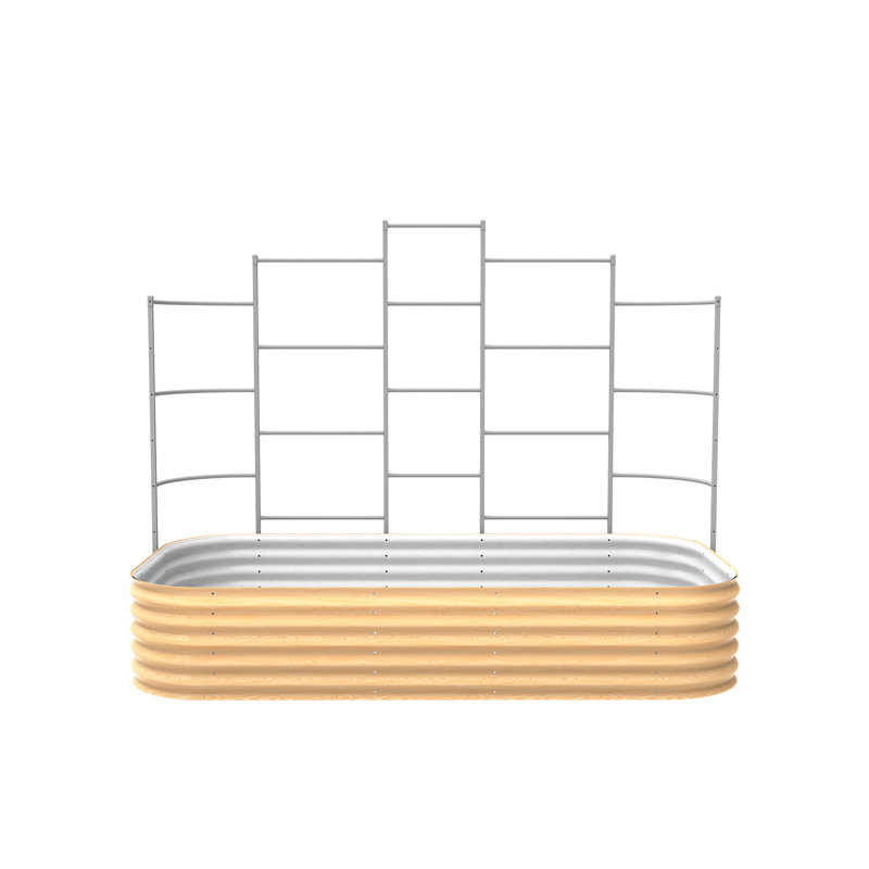 17" Tall 10 In 1 Modular Metal Outdoor Raised Garden Bed With Trellis, 74" H x 96" W x 48" D, British Green