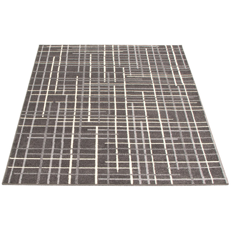 Tapis anthracite/gris/ivoire/gris zone argenté Mulgrave, Rectangle 3 pi 11 po x 5 pi 7 po