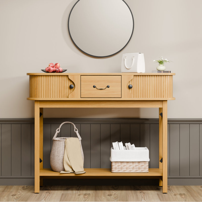 Console 39,3 po avec tiroirs de style fenêtre, Nature