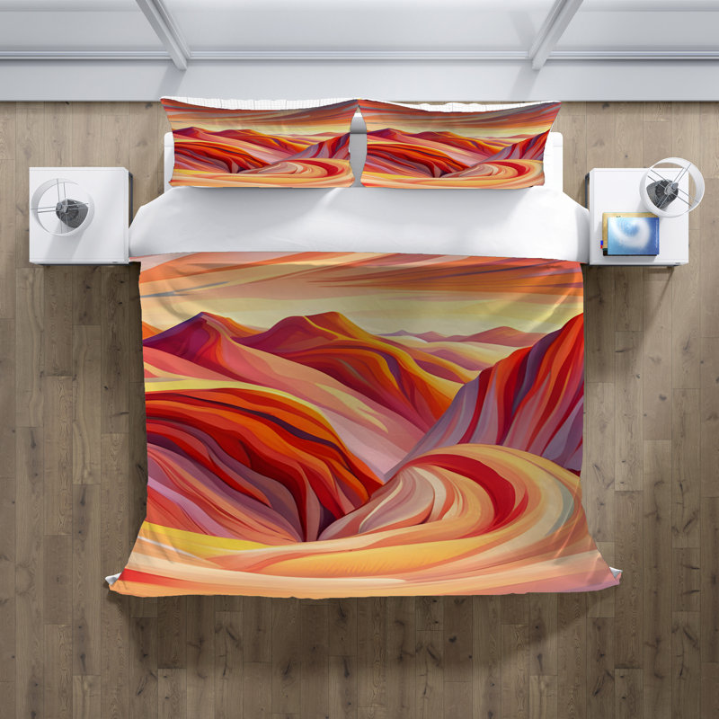 Polyester Abstract Duvet Cover, Twin Duvet Cover + 1 Queen Sham