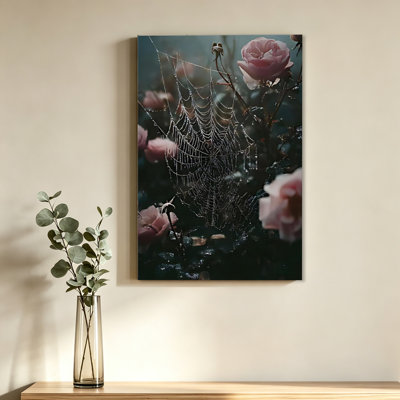 Dark Academic Spider Web Canvas Mural Dark Forest Center Plant Poster Printing Halloween Flower Painting Pictures Retro Rural Home Decoration