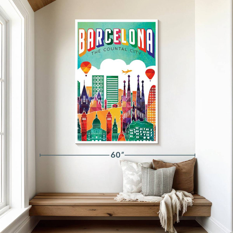 Affiche rétro de Barcelone, Barcelone, H 48 po x l 32 po