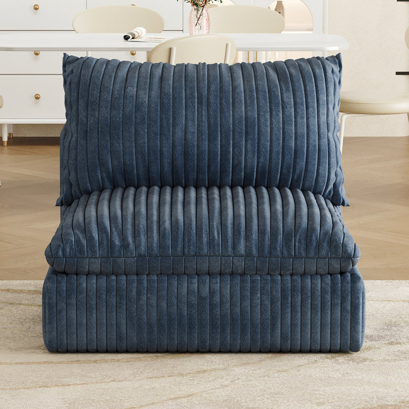 Canapé Cloud, tissu velours côtelé, sièges profonds, Bleu