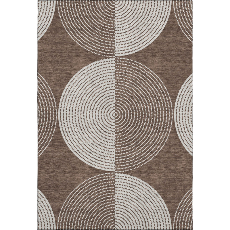 Premium Machine Washable Mayfield AMF2275 Geometric Rug, Beige, 8' x 10'
