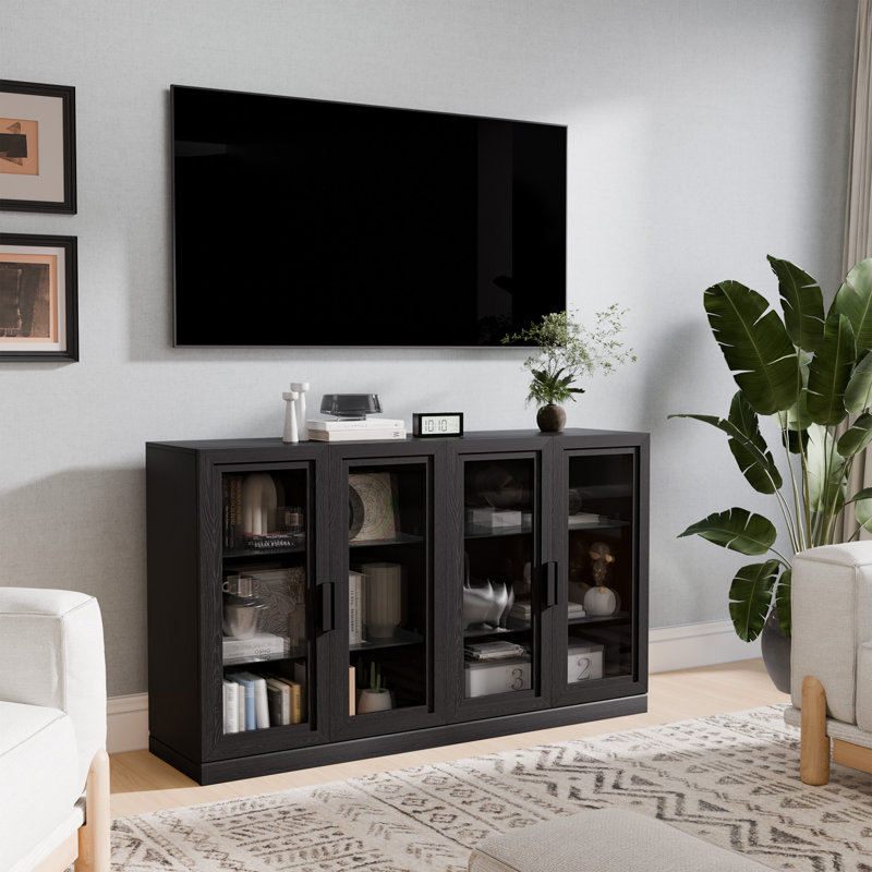 Meuble audio-vidéo Farmhouse pour téléviseur de 65 po ou moins Farmhouse, 36"H x 62"W x 16"D, Noir
