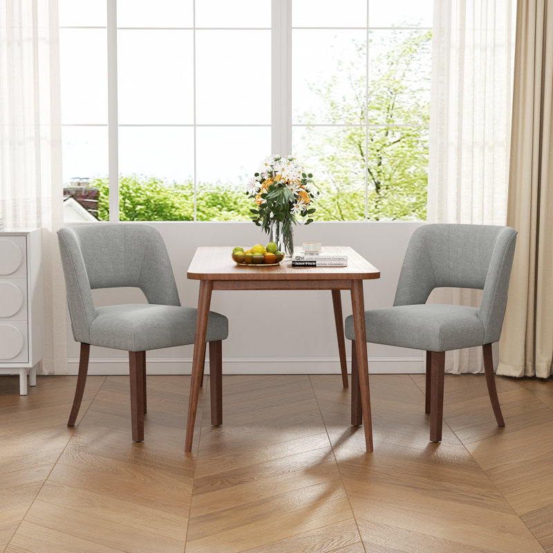 Upholstered Solid Wood Dining Side Chair, Light Blue