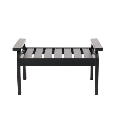 Stas - Repose-pieds avec coussin - Structure noire et coussins gris