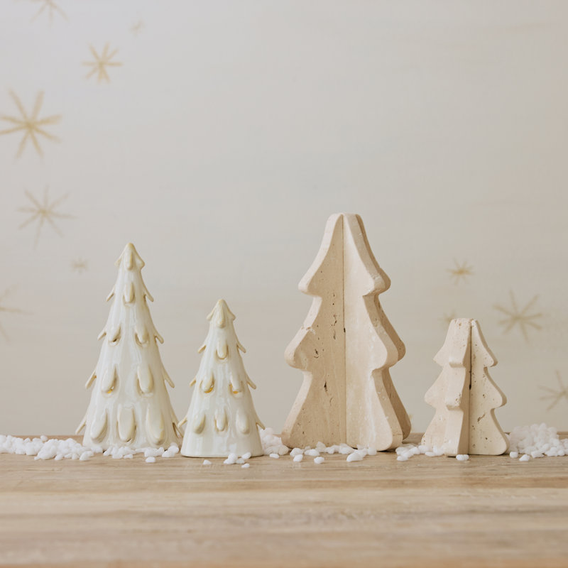 Stoneware Tree with Cut-Outs and LED Glow