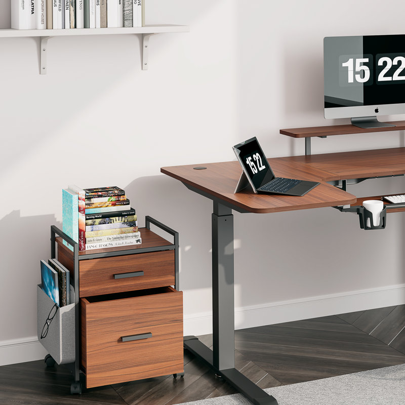 43.5cm Wide 2 -Drawer Mobile File Cabinet, Walnut/Black
