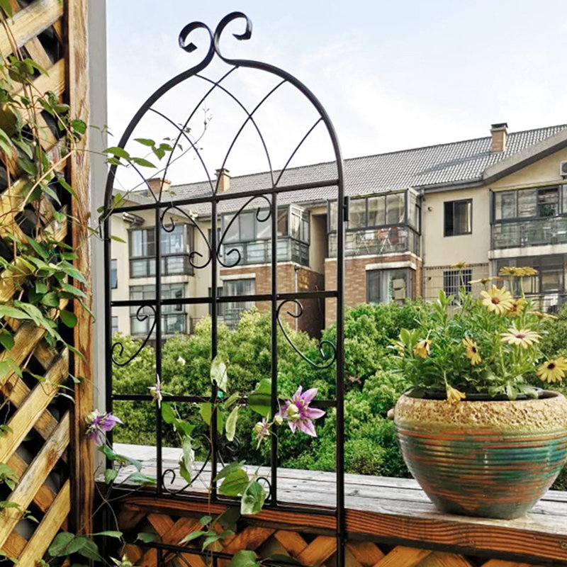 Ensemble de 4 treillis de jardin en métal 71 po x 19,7 po, support pour plantes d'extérieur antirouille, noir, facile à construire, fabrication en tube galvanisé de 19,7 po