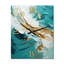 Golden Morning Glory, peinture sur fond or bleu sarcelle - Horloge murale moderne surdimensionnée-99635845