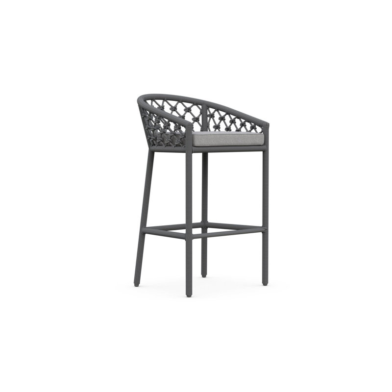Amelia Patio Bar Stool with Cushion, 28.35" H, Charcoal