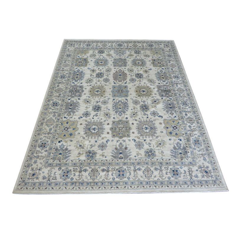 Tapis unique en laine noué à la main de 8 pi 11 po x 11 pi 7 po Aslihan
