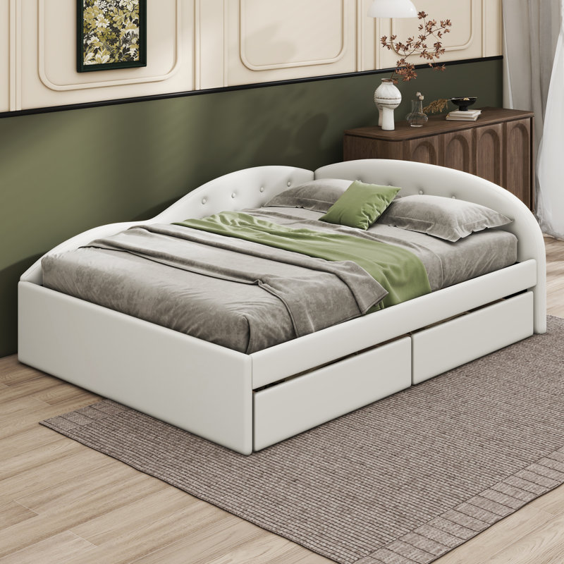 Nakayah PU Upholstered Tufted Daybed, Full, White