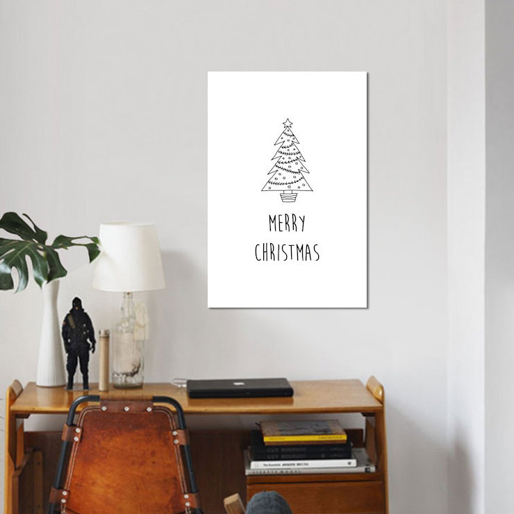 «Merry Christmas», art textuel sur toile, H 18 po x l 12 po x P 1,5 po, Toile tendue, Pas de tapis