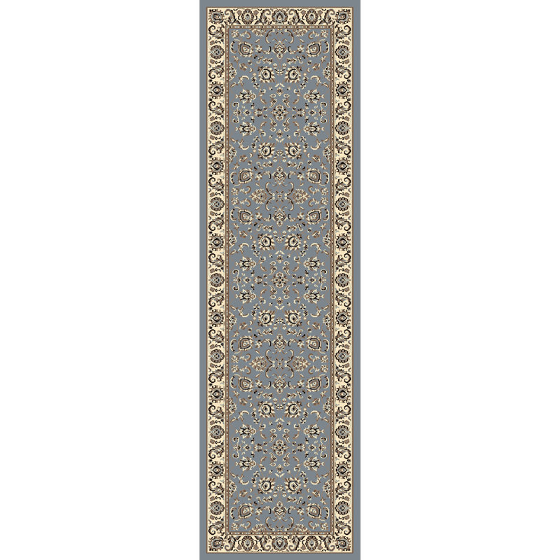 Tapis oriental gris / bleu Weiser, Tapis de couloir 2 pi 2 po x 7 pi 7 po
