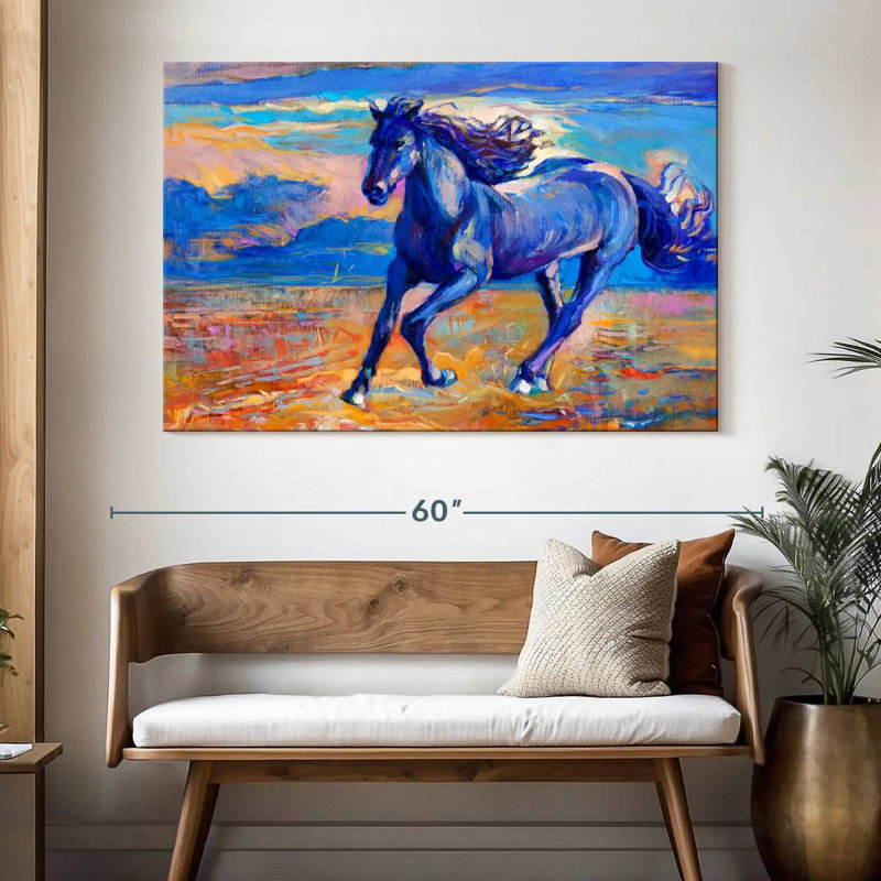 Brampt Blue Horse, 34" H x 51" W