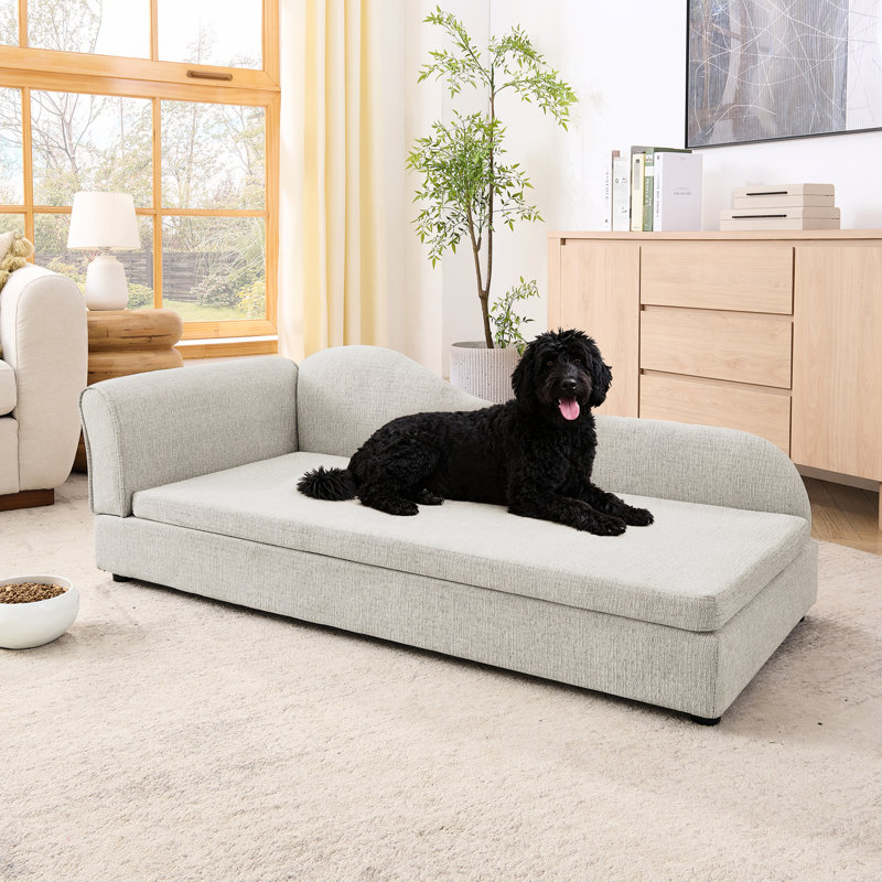 Pet For Medium And Large Dogs - Modern Irregular Design, Single Armrest, Linen, Soft Cushion, Low Plastic Feet, Olive Oversized Dog Animals , Breathable