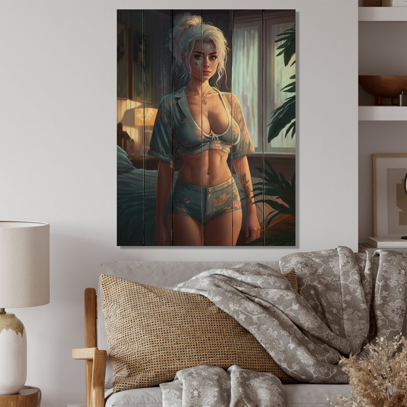 «Gorgeous Morning Glory VI», impression sensuelle sur bois de pin naturel, H 20 po x l 10 po x P 0,78 po
