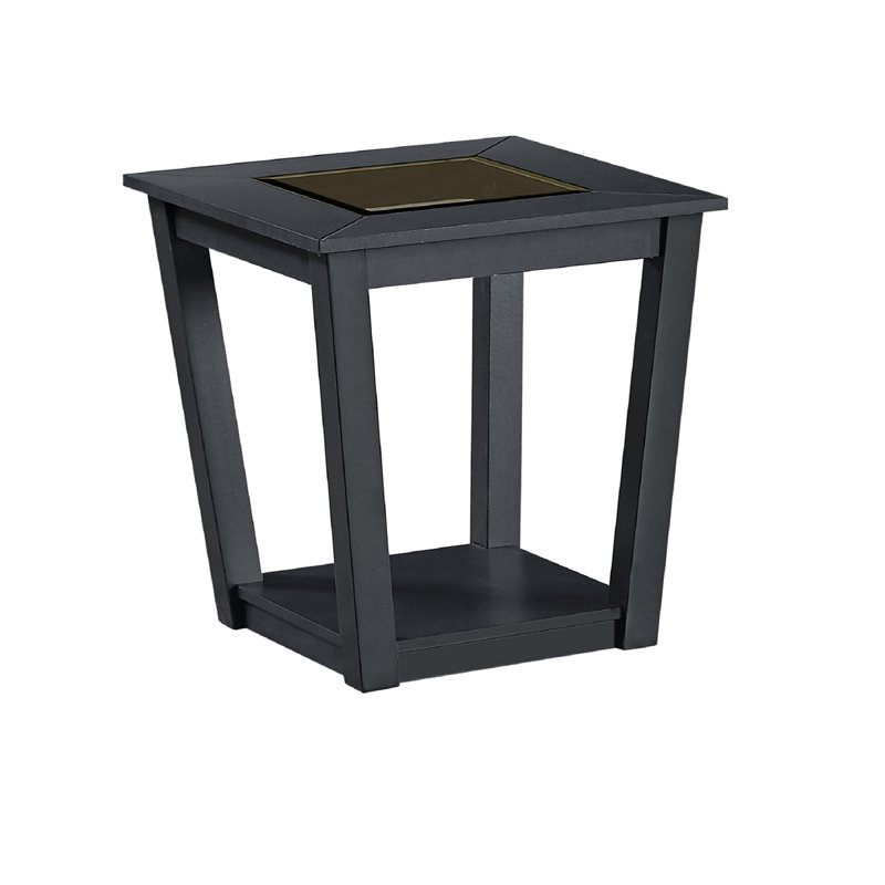 Ensemble de 3 tables basses Table rectangulaire Deux tables de bout assorties Plateau en bois et en fibre de verre Base en bois Tablette inférieure ouverte Présentoir de rangement supplémentaire