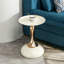 Petite table d'appoint blanche - Accessoire de salon en métal avec lueur dorée Bloc d'assemblage rapide Café polyvalent Meuble compact facile à utiliser