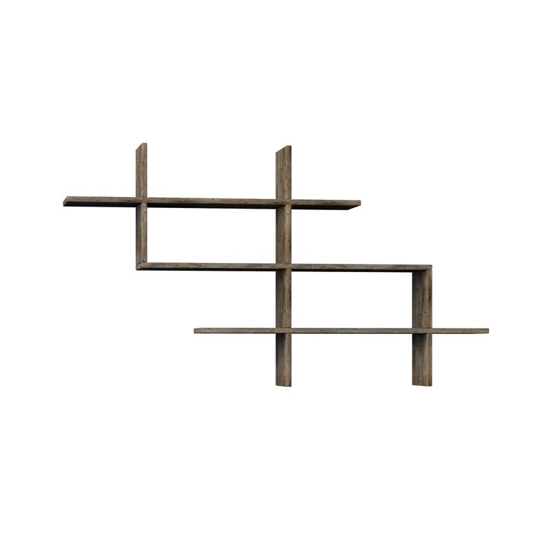 3 Tiers Wall Mounted Modern Bookcase Display Unit, Dark Coffee