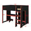 Lit mezzanine double avec bureau intégré, garde-robe, DEL et tiroir-261063671