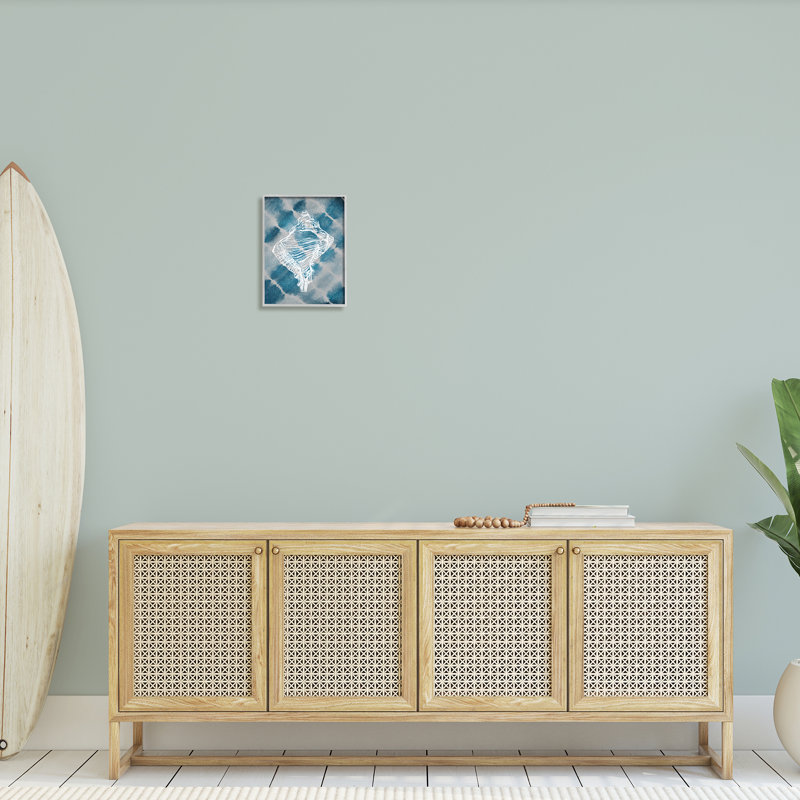 Cravate bleu marine rétro Conch Shell par Ziwei Li 927, Estampe numérique Farmhouse, H 14 po x l 11 po x P 1,5 po