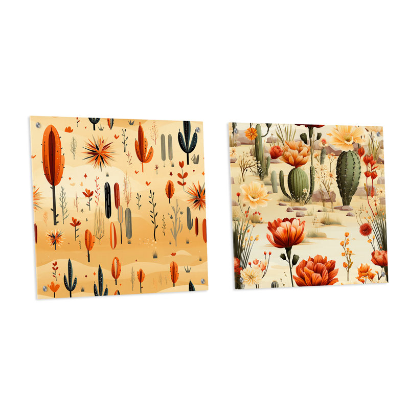 Katie - Ensemble de 2 art mural en verre acrylique, H 36 po x l 73 po