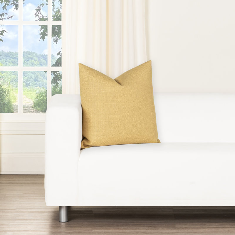 Coussin Birch Lane Coolidge, Plumes, Jaune, Carré 20 po