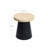 Light Wood Finish Top with Black Base Manufactured Wood Round Side Table