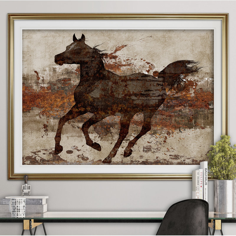 " Running Free II ", 20" H x 24" W x 1.5" D, Gold