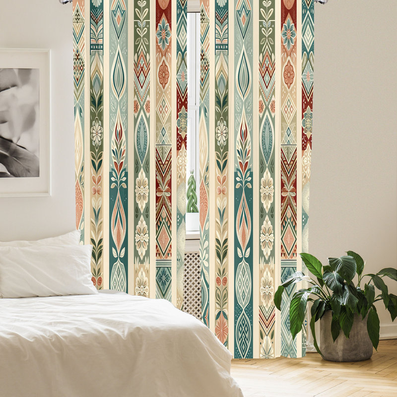 Paire de rideaux coquille d'œuf et paprika bleu sarcelle East Urban Home, L 28 po x L 63 po
