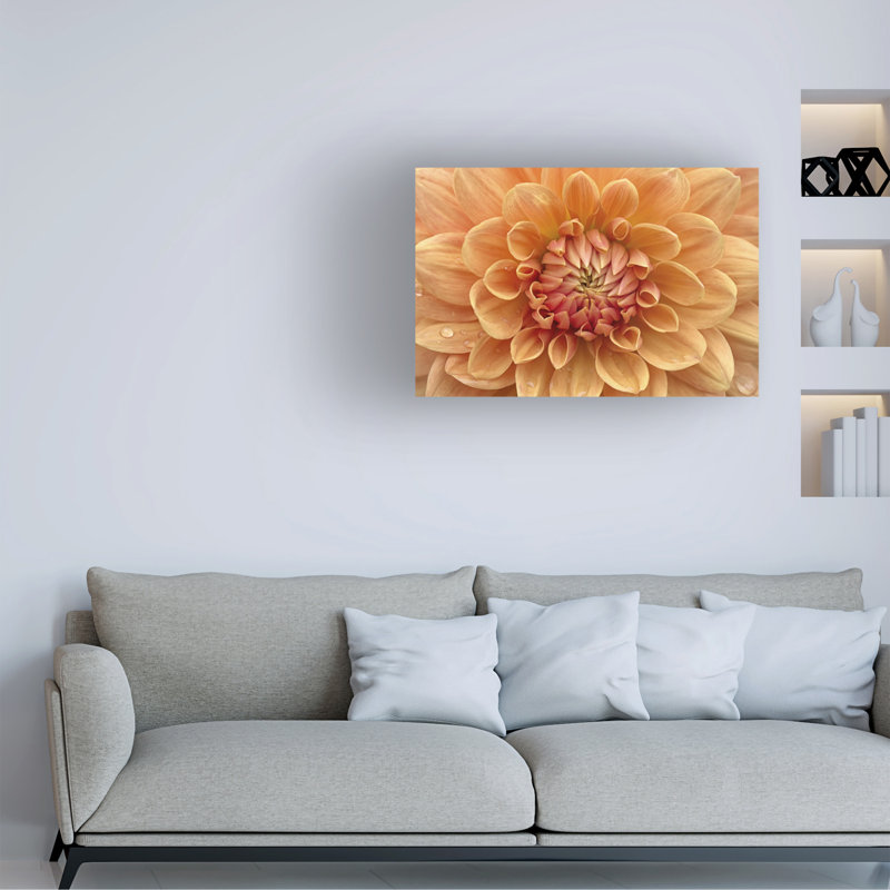 Art mural sur toile tendue - «Dahlia orange» Cora Niele pour décoration de salon, de chambre à coucher ou de bureau - 16 x 24
