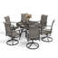 Ensemble de salle à manger d'extérieur à grande table ronde 7 pièces avec chaises pivotantes