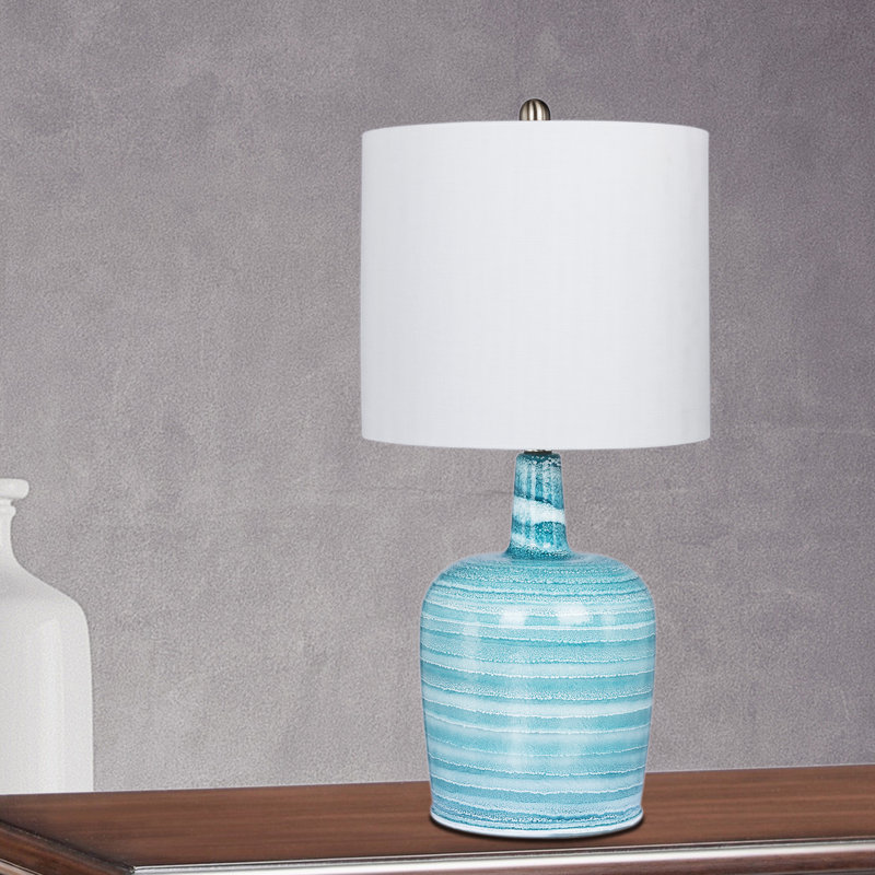 Lampe de table 27 po Alec, Bleu sarcelle / blanc