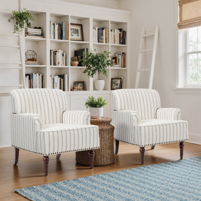 Iliana Armchair with Solid Wood Legs and Nailhead Trim