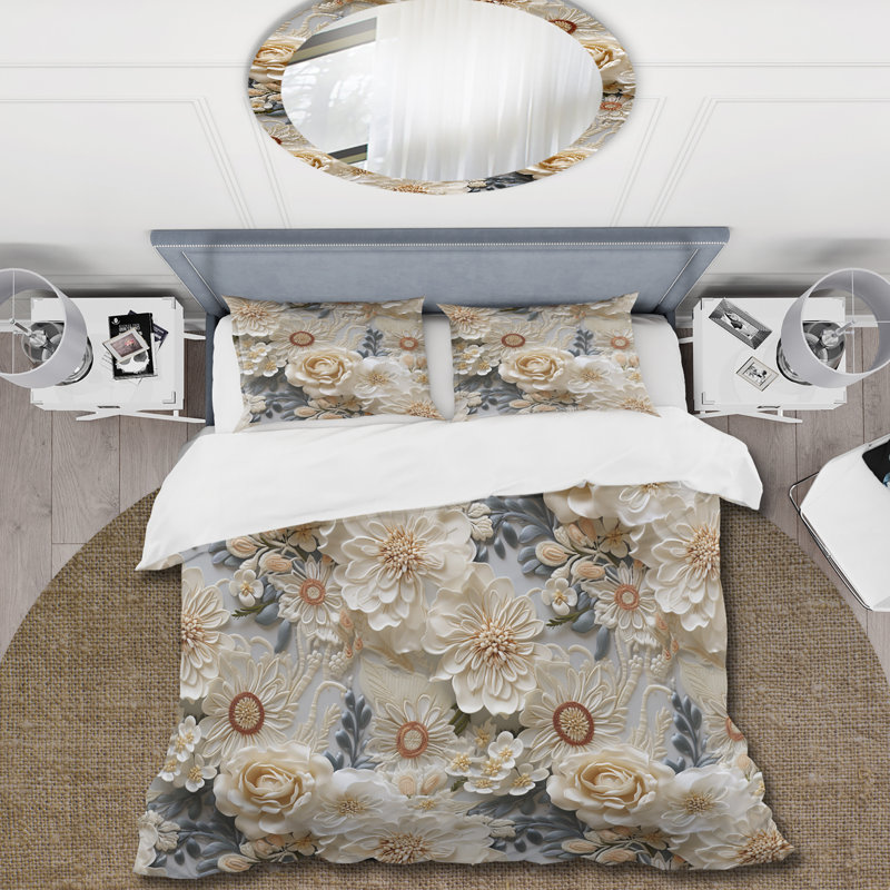 Literie en dentelle blanche rétro, Housse de couette pour très grand lit et 2 très