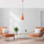 Lustre réglable Elegant, structure en métal, finition orange, diamètre 7,5 x 14,6 po | Hauteur: 17,7 - 52,8 pouces | 1 x douille E27 (40 W maximum), idéale pour le salon et la salle à manger, luminaire élégant pour la maison-567254149-567254171