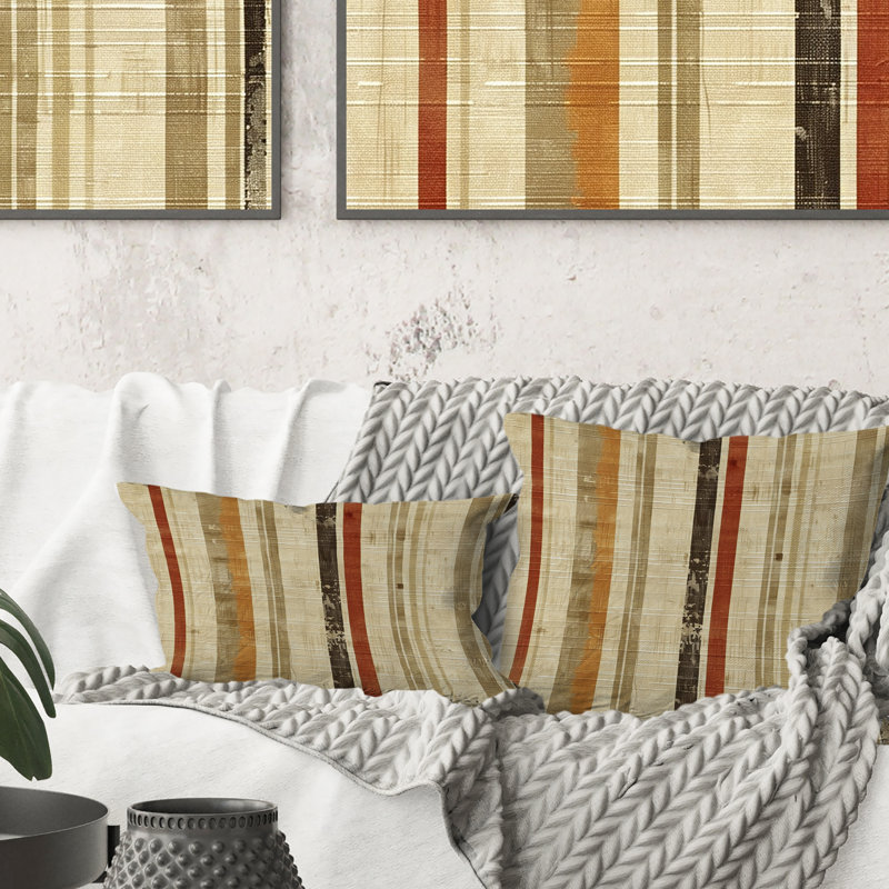 Coussin lombaire beige Midcentury Lines II - Midcentury