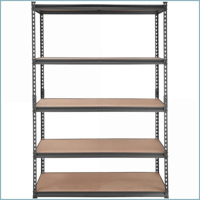 Storage Shelving Unit, 5-Tier Adjustable Metal, 2000 lbs Capacity, Black, 18"D x 48"W x 72"H | Carbon Steel | Heavy Duty