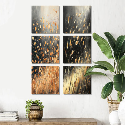 Windy Prairie Leaves - Paysages, ensemble de 6 reproductions d'art sur toile