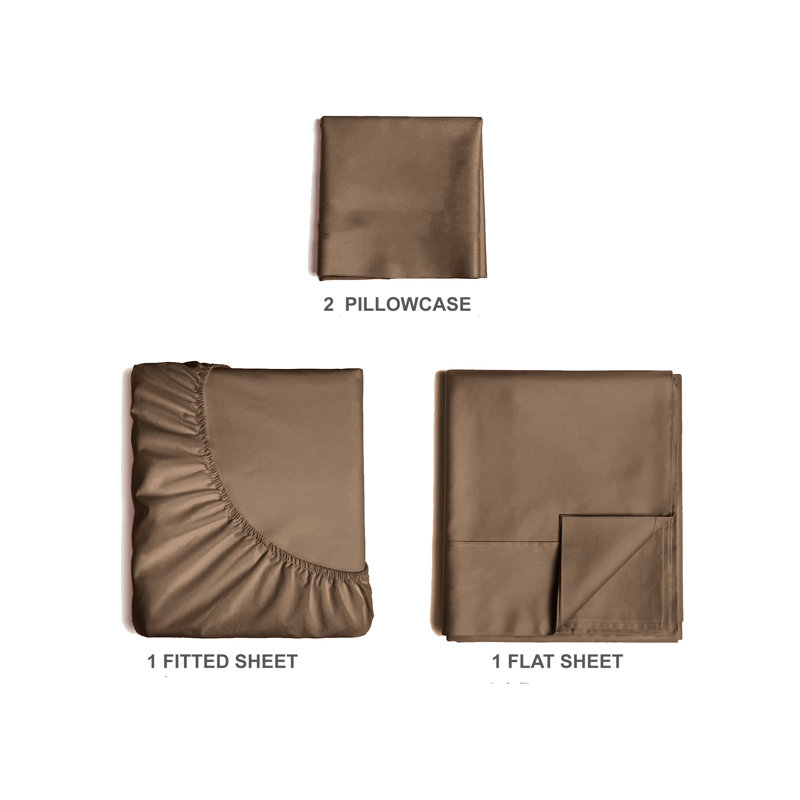  Ensemble de draps en rayonne de bambou 4 pièces Premium Luxury, Ensemble de draps pour taille de lit simple TG ave