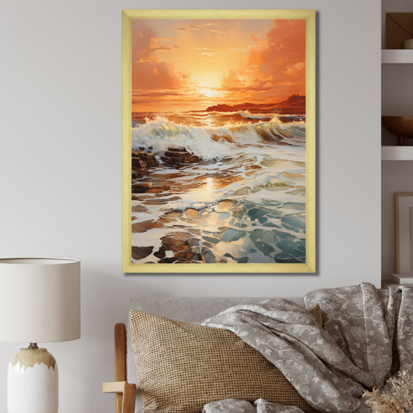 Dovecove Orange Teal Sunrise On The Beach II On Canvas Print | Wayfair